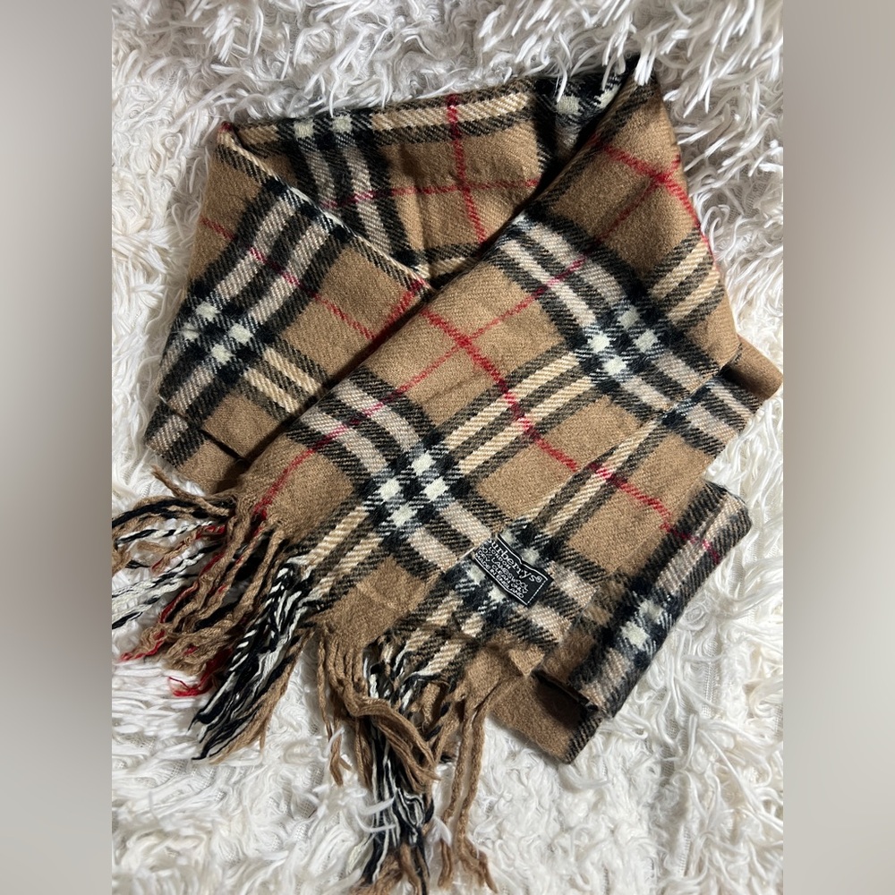 Burberry Tan Plaid Scarf